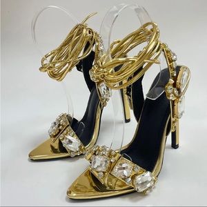 Gold jeweled heels